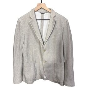 PATRICK ASSARAF Men's Textured Tweed Blazer Jacket Light Beige Size 50
